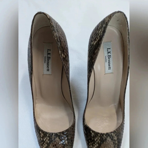 L.K. Bennett women's leather snake print heels , size 38-1/2 - Picture 6 of 9